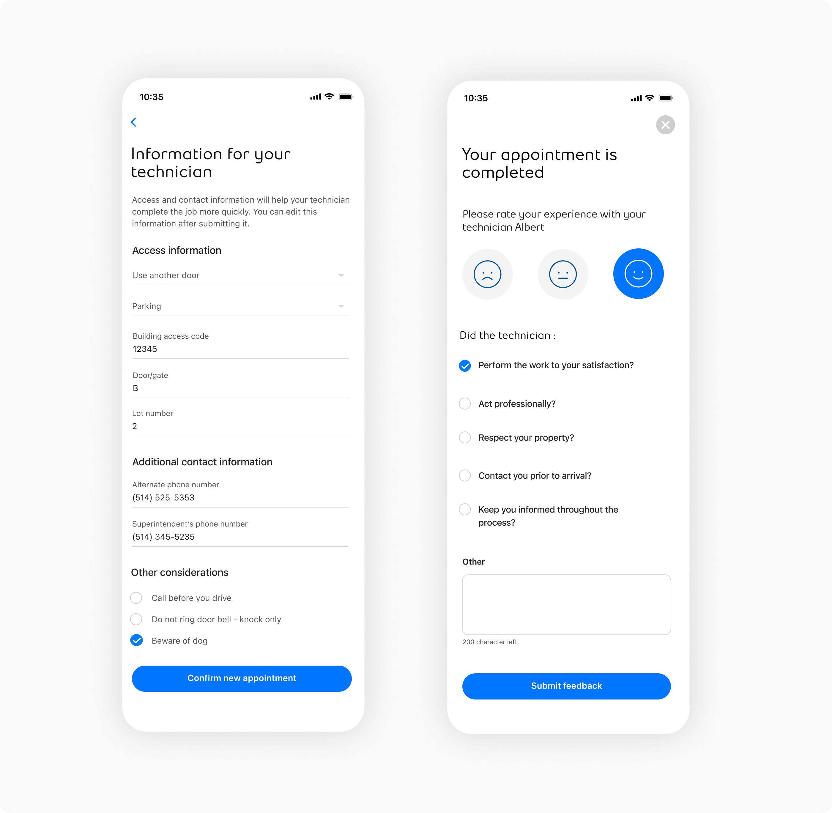 Field services scheduling and tracking flows