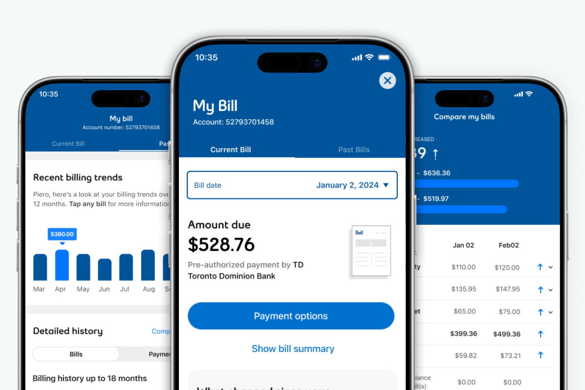 My Bell AI-powered billing system interface